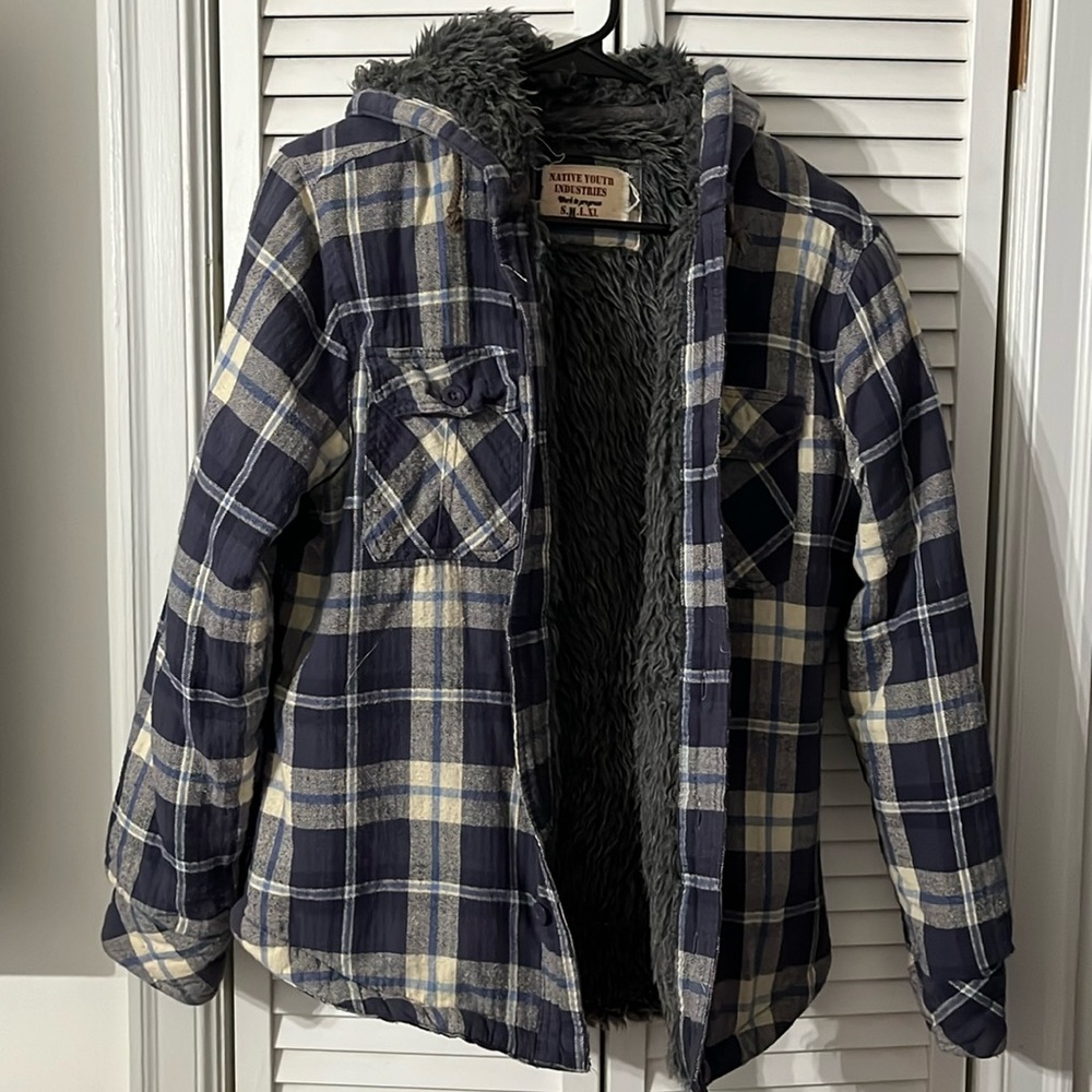 Faux fur lined hooded Shirt jacket